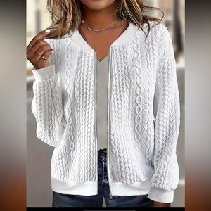 White Cable Knit Women's Sweater